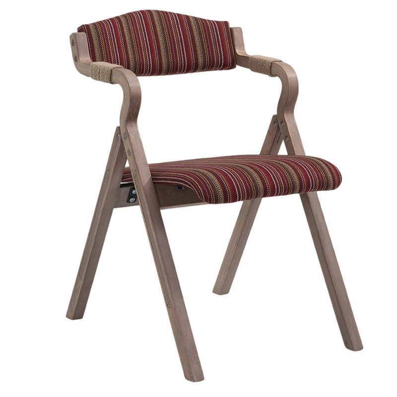 Modern Minimalist Curved Wood Fabric Upholstered PU Leather Linen Dining Chair Foldable Backrest Armrest For Living Room