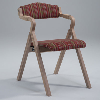 Modern Minimalist Curved Wood Fabric Upholstered PU Leather Linen Dining Chair Foldable Backrest Armrest For Living Room