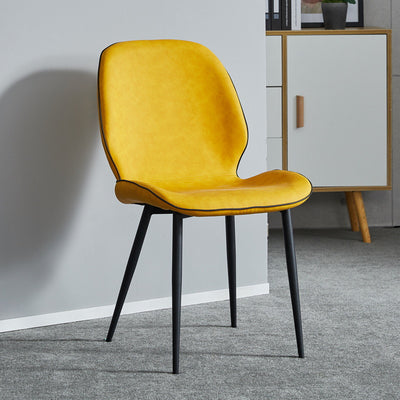 Modern Minimalist Nappa Leather Technical Fabric Carbon Steel Dining Chair Backrest Armless For Dining Room