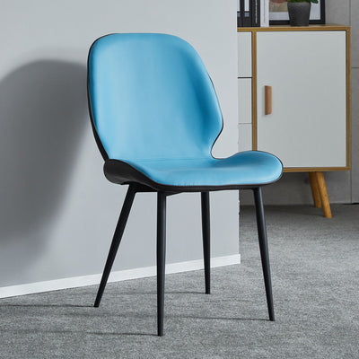 Modern Minimalist Nappa Leather Technical Fabric Carbon Steel Dining Chair Backrest Armless For Dining Room