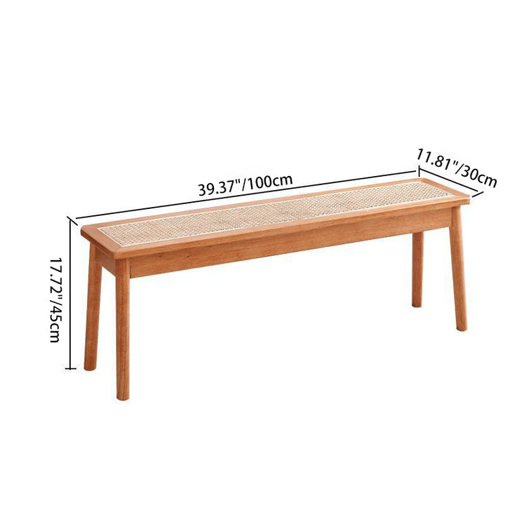 Modern Minimalist Rectangular Rubberwood Faux Rattan Dining Chair For Dining Room
