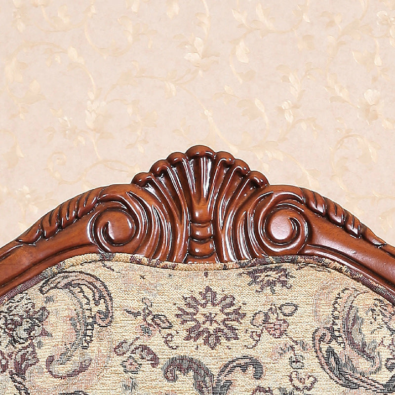 Chaise de salle à manger traditionnelle vintage en bois massif avec tissu chenille, dossier et accoudoirs rembourrés en éponge pour salle à manger 