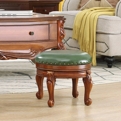 Modern Minimalist Solid Wood Sponge Cushion Microfiber PU Synthetic Leather Low Stool For Living Room