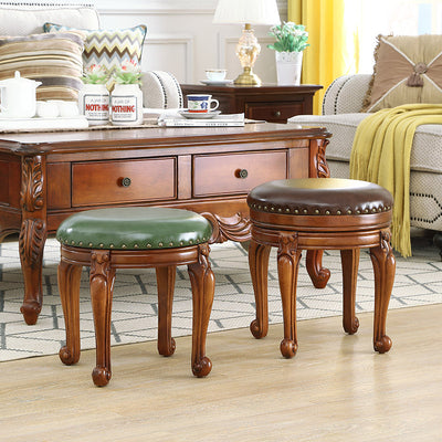 Modern Minimalist Solid Wood Sponge Cushion Microfiber PU Synthetic Leather Low Stool For Living Room