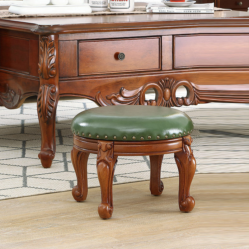 Modern Minimalist Solid Wood Sponge Cushion Microfiber PU Synthetic Leather Low Stool For Living Room