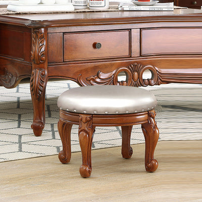 Modern Minimalist Solid Wood Sponge Cushion Microfiber PU Synthetic Leather Low Stool For Living Room