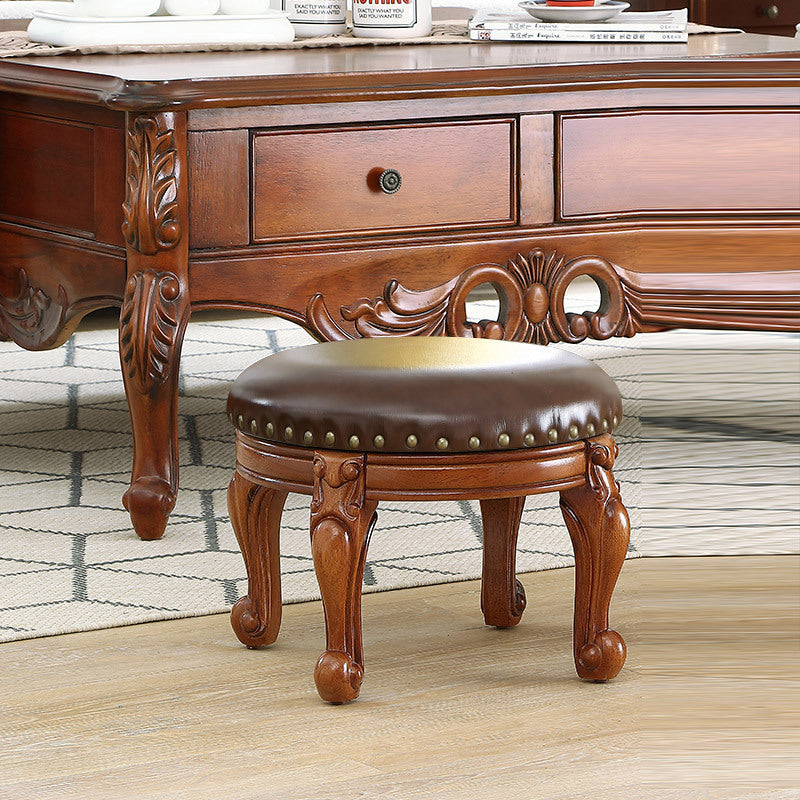 Modern Minimalist Solid Wood Sponge Cushion Microfiber PU Synthetic Leather Low Stool For Living Room