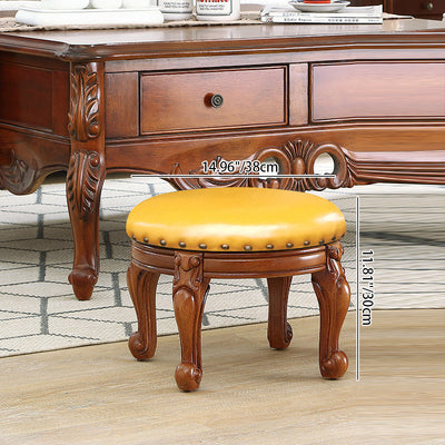Modern Minimalist Solid Wood Sponge Cushion Microfiber PU Synthetic Leather Low Stool For Living Room