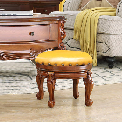 Modern Minimalist Solid Wood Sponge Cushion Microfiber PU Synthetic Leather Low Stool For Living Room