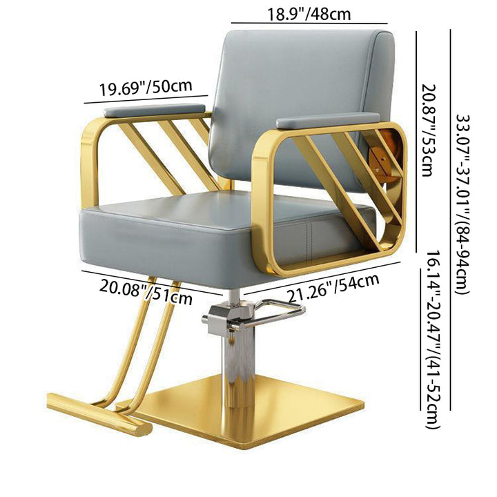 Silla giratoria moderna y minimalista de acero inoxidable y hierro galvanizado en color plateado, con cuero sintético tipo napa, espuma, respaldo y reposabrazos, para sala de estar 