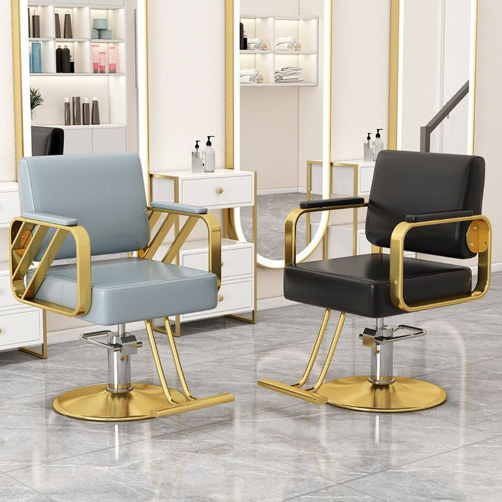 Silla giratoria moderna y minimalista de acero inoxidable y hierro galvanizado en color plateado, con cuero sintético tipo napa, espuma, respaldo y reposabrazos, para sala de estar 