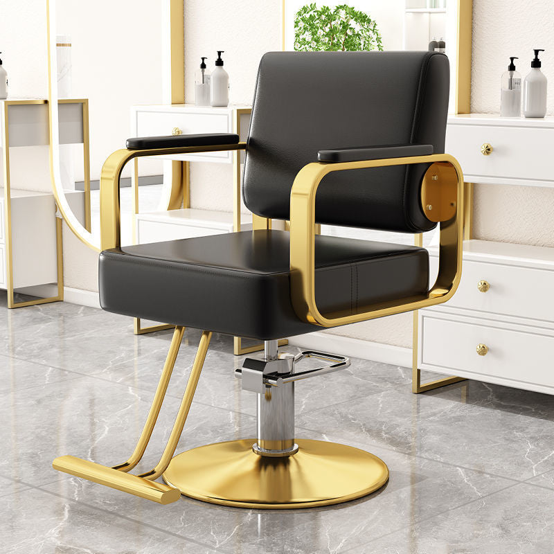 Modern Minimalist Stainless Steel Electroplated Silver Nappa Leather Sponge Chair Backrest Armrest Swivel For Living Room