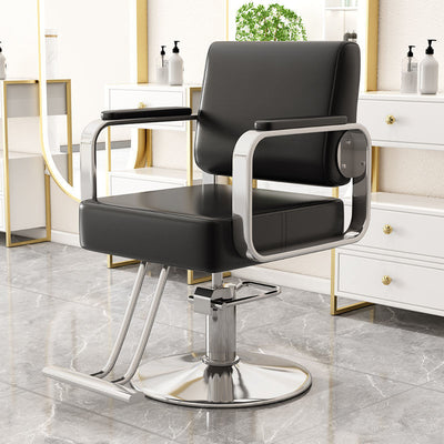 Modern Minimalist Stainless Steel Electroplated Silver Nappa Leather Sponge Chair Backrest Armrest Swivel For Living Room