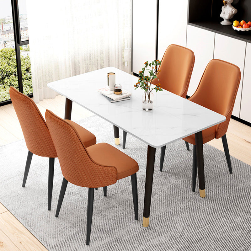 Chaise de salle à manger moderne minimaliste en cuir synthétique, éponge et fer, avec dossier, pour salle à manger 