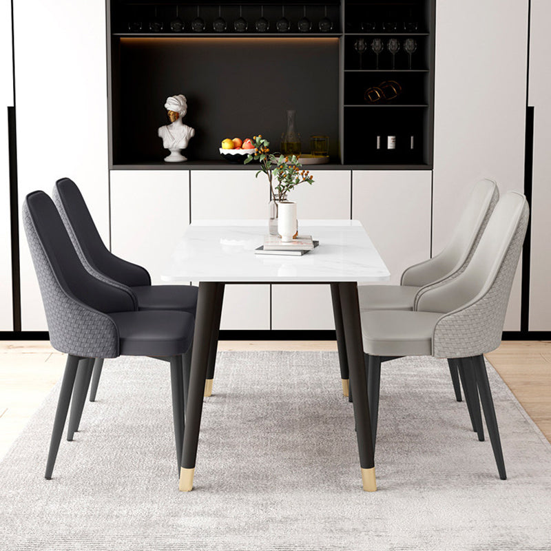 Chaise de salle à manger moderne minimaliste en cuir synthétique, éponge et fer, avec dossier, pour salle à manger 