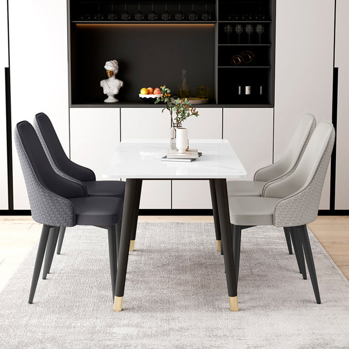 Chaise de salle à manger moderne minimaliste en cuir synthétique, éponge et fer, avec dossier, pour salle à manger 