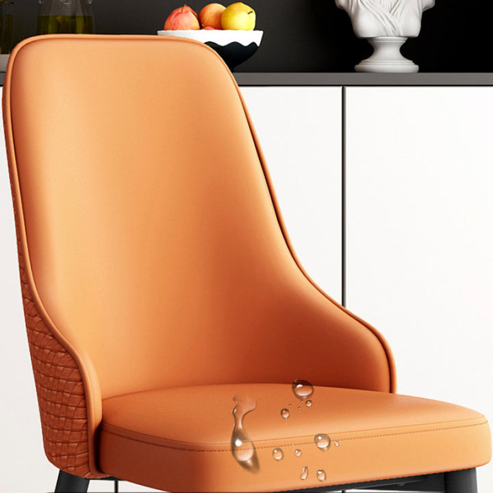 Chaise de salle à manger moderne minimaliste en cuir synthétique, éponge et fer, avec dossier, pour salle à manger 