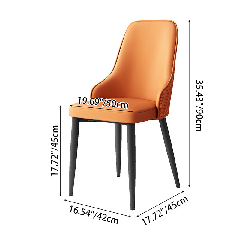 Chaise de salle à manger moderne minimaliste en cuir synthétique, éponge et fer, avec dossier, pour salle à manger 
