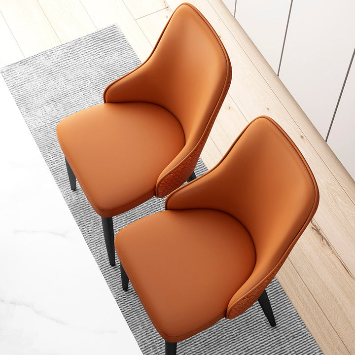 Chaise de salle à manger moderne minimaliste en cuir synthétique, éponge et fer, avec dossier, pour salle à manger 
