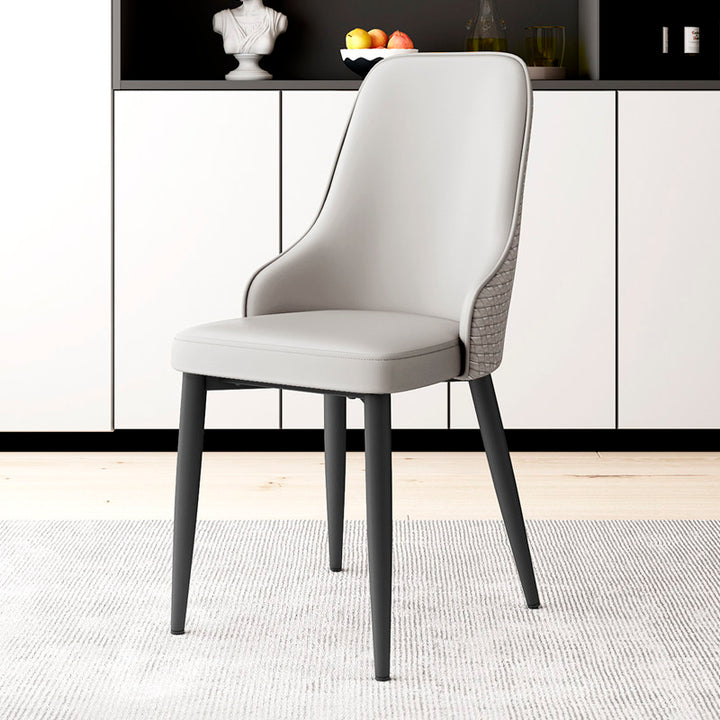 Moderner minimalistischer Esszimmerstuhl aus Kunstleder, Schwamm und Karbonstahl mit Rückenlehne für das Esszimmer 