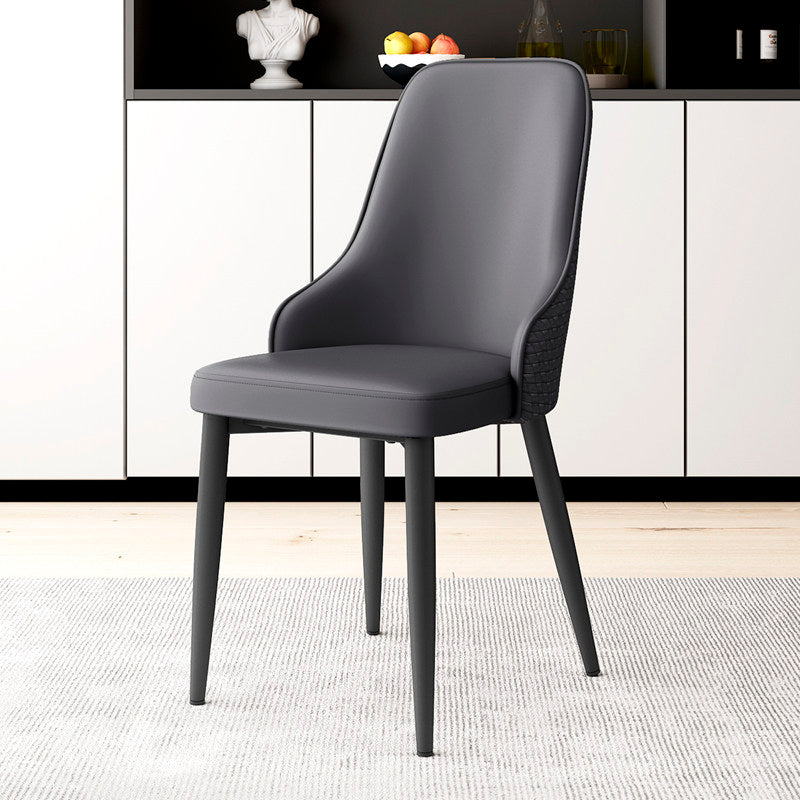 Chaise de salle à manger moderne minimaliste en cuir synthétique, éponge et fer, avec dossier, pour salle à manger 