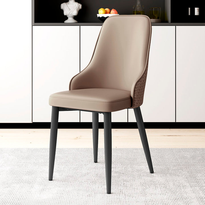 Chaise de salle à manger moderne minimaliste en cuir synthétique, éponge et fer, avec dossier, pour salle à manger 