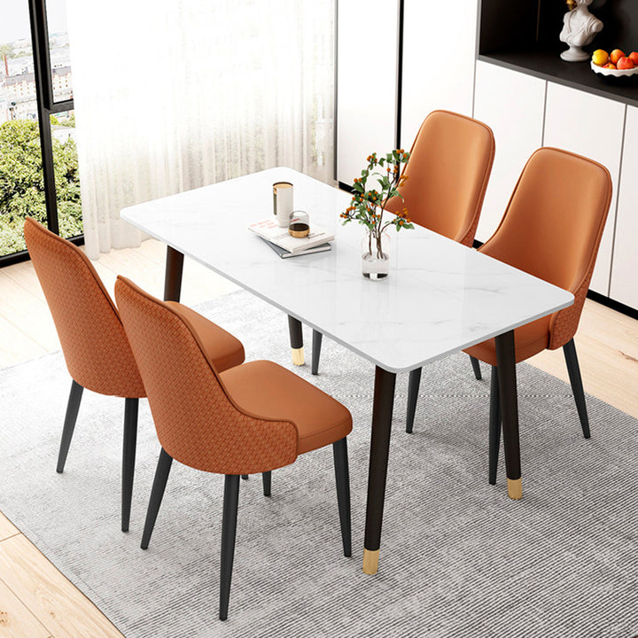 Chaise de salle à manger moderne minimaliste en cuir synthétique, éponge et fer, avec dossier, pour salle à manger 