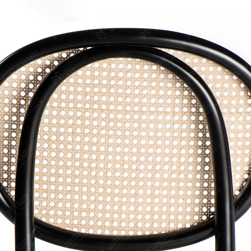 Moderner minimalistischer Esszimmerstuhl aus Eschenholz, natürlichem Rattan, Baumwoll-Leinen-Mischgewebe und Schaumstoff mit Rückenlehne für das Esszimmer 