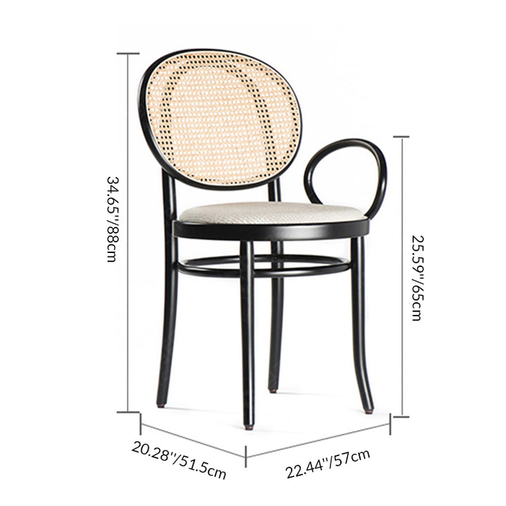 Moderner minimalistischer Esszimmerstuhl aus Eschenholz, natürlichem Rattan, Baumwoll-Leinen-Mischgewebe und Schaumstoff mit Rückenlehne für das Esszimmer 