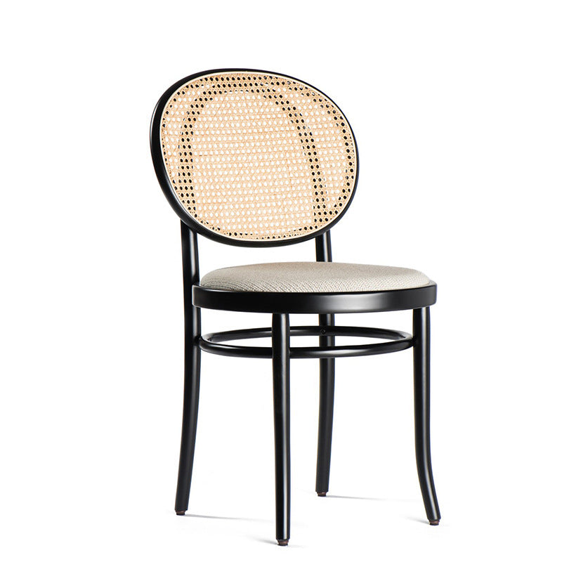 Modern Minimalist Solid Wood Natural Rattan Cotton-Linen Blend Sponge Dining Chair Backrest For Dining Room