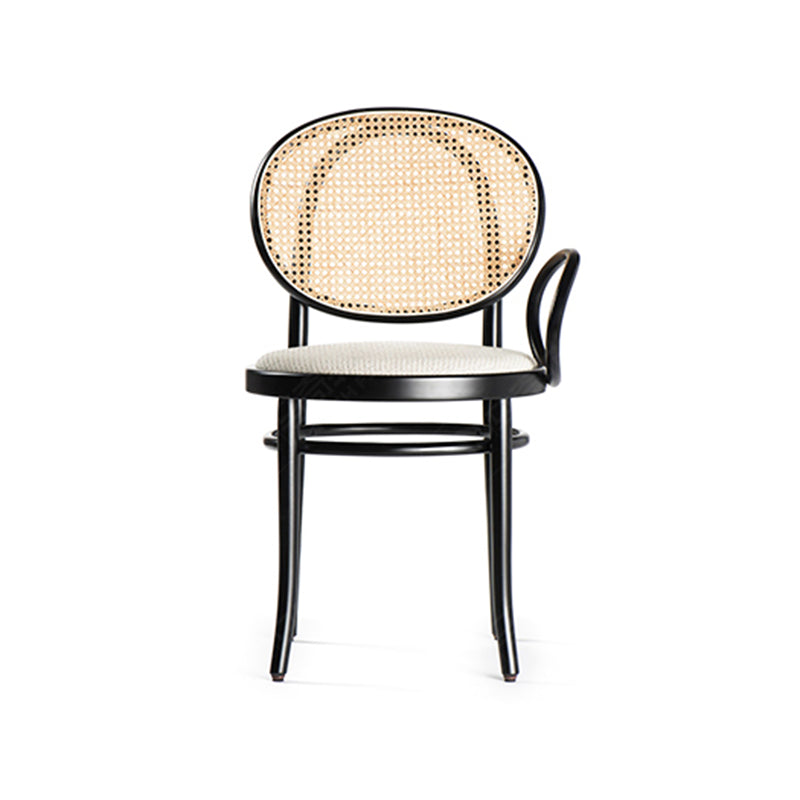 Moderner minimalistischer Esszimmerstuhl aus Eschenholz, natürlichem Rattan, Baumwoll-Leinen-Mischgewebe und Schaumstoff mit Rückenlehne für das Esszimmer 