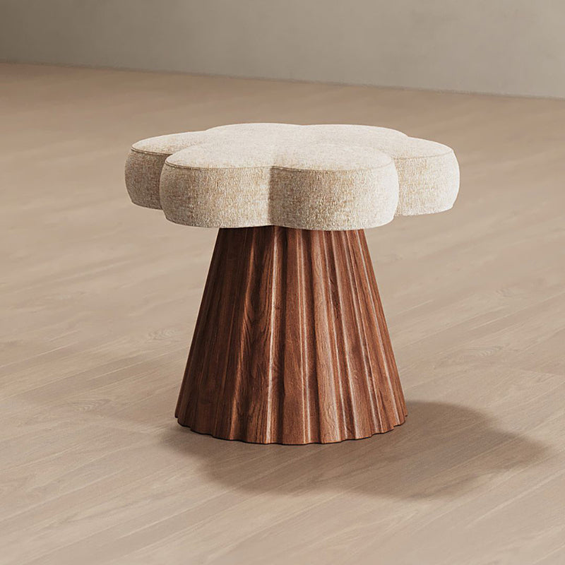 Modern Minimalist Petal-Shaped Solid Wood Chenille Upholstery Sponge Cushion Vanity Stool For Bedroom