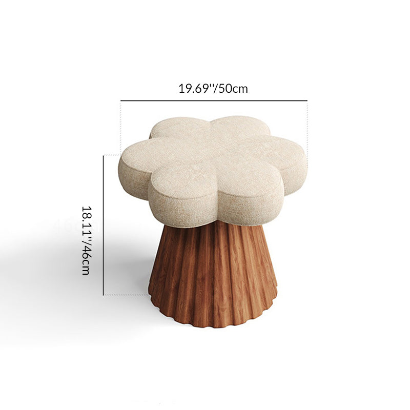 Modern Minimalist Petal-Shaped Solid Wood Chenille Upholstery Sponge Cushion Vanity Stool For Bedroom