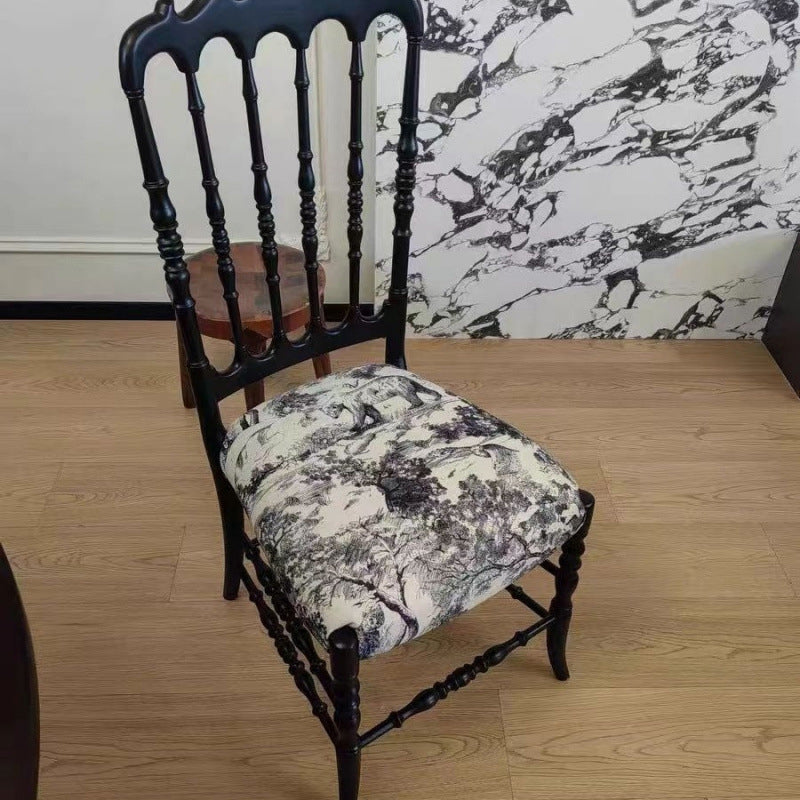 Traditional Vintage Rubberwood Fabric Upholstery Sponge Cushion Dining Chair Backrest For Dining Room