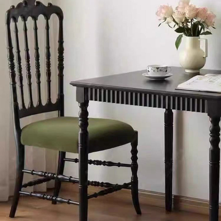 Traditional Vintage Rubberwood Fabric Upholstery Sponge Cushion Dining Chair Backrest For Dining Room