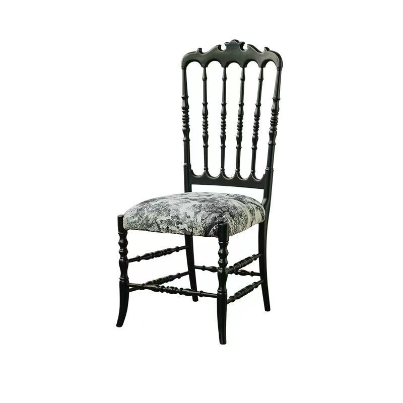 Traditional Vintage Rubberwood Fabric Upholstery Sponge Cushion Dining Chair Backrest For Dining Room