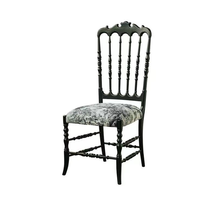 Traditional Vintage Rubberwood Fabric Upholstery Sponge Cushion Dining Chair Backrest For Dining Room