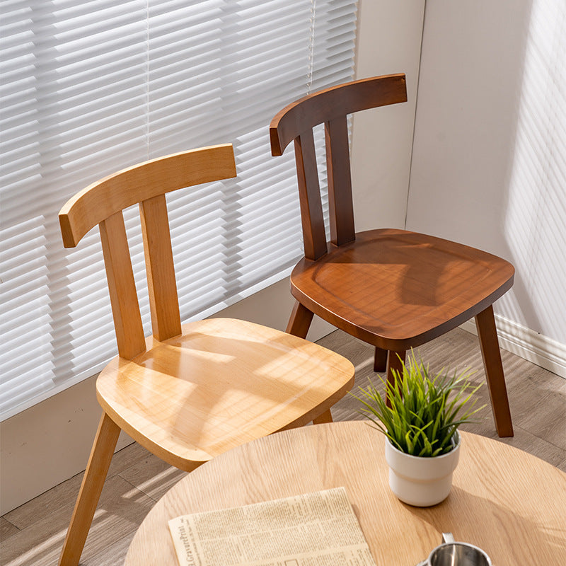 Modern Minimalist Solid Wood Dining Chair Backrest Grooved Seat For Dining Room