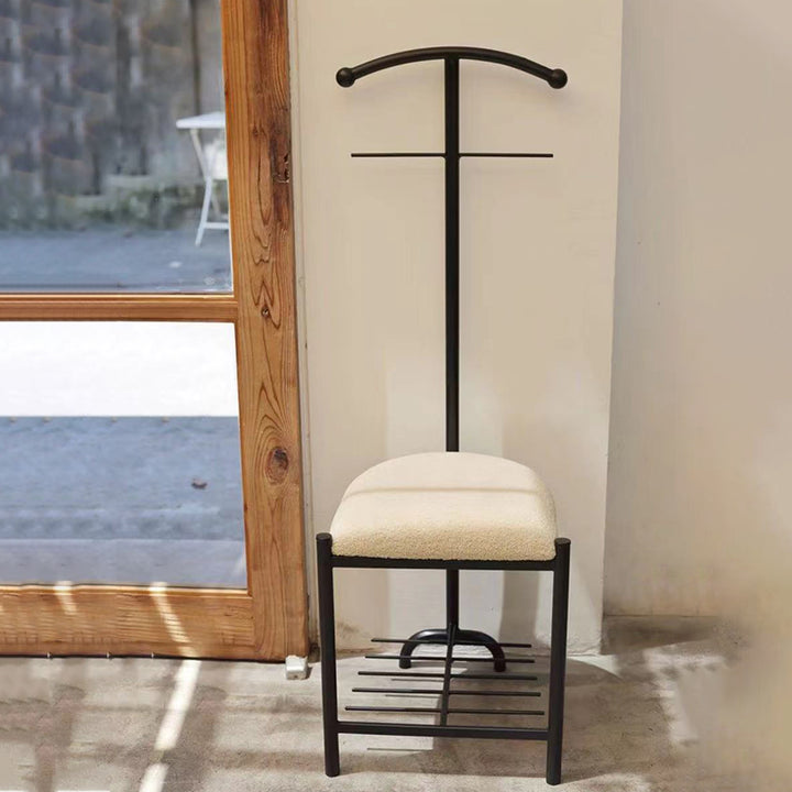 Moderner minimalistischer Stuhl aus Eisen mit Stoff- und Schwammpolsterung sowie Rückenlehne für das Wohnzimmer 
