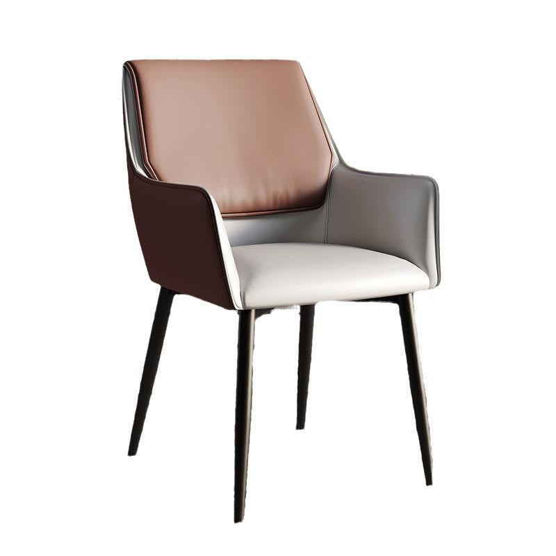 Moderner minimalistischer quadratischer Sitzkissen PU-Leder Kohlenstoffstahlrahmen Schwammesstuhllehne Armlehne für Esszimmer 