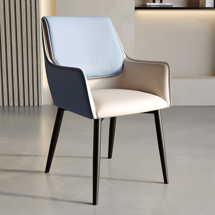 Moderner minimalistischer quadratischer Sitzkissen PU-Leder Kohlenstoffstahlrahmen Schwammesstuhllehne Armlehne für Esszimmer 