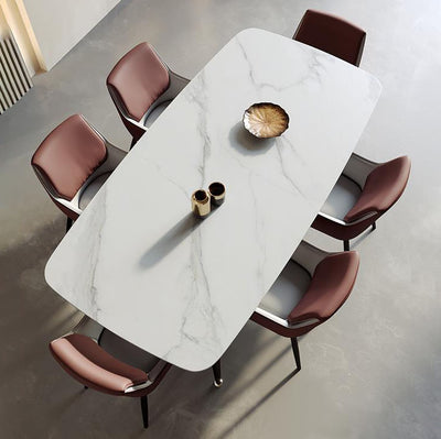 Modern Minimalist Square Seat Cushion PU Leather Carbon Steel Frame Sponge Dining Chair Backrest Armrest For Dining Room