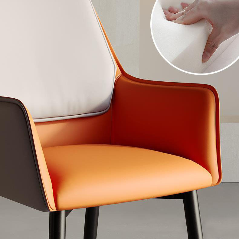 Modern Minimalist Square Seat Cushion PU Leather Carbon Steel Frame Sponge Dining Chair Backrest Armrest For Dining Room