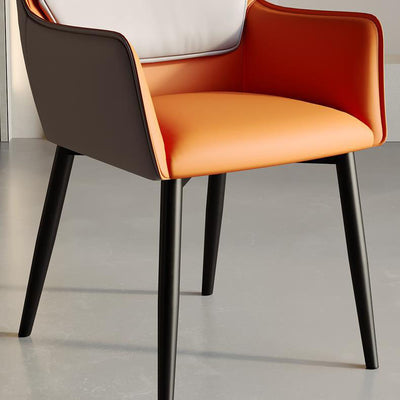 Modern Minimalist Square Seat Cushion PU Leather Carbon Steel Frame Sponge Dining Chair Backrest Armrest For Dining Room