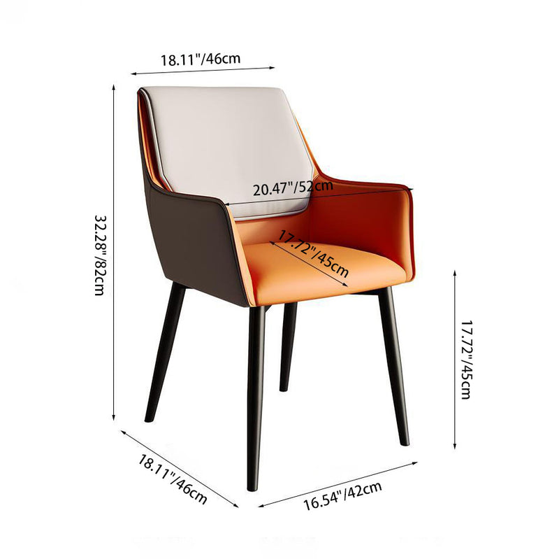 Modern Minimalist Square Seat Cushion PU Leather Carbon Steel Frame Sponge Dining Chair Backrest Armrest For Dining Room
