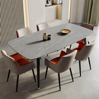 Modern Minimalist Square Seat Cushion PU Leather Carbon Steel Frame Sponge Dining Chair Backrest Armrest For Dining Room