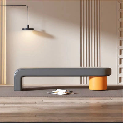Modern Minimalist Rectangular Nappa Leather Solid Wood Multi-layer Board Sponge Low Stool For Dining Room