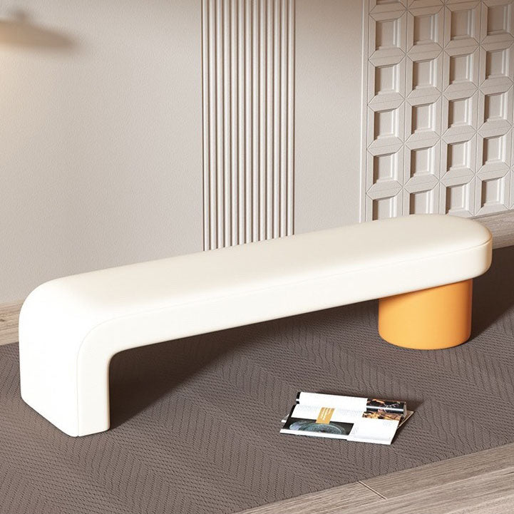 Modern Minimalist Rectangular Nappa Leather Solid Wood Multi-layer Board Sponge Low Stool For Dining Room