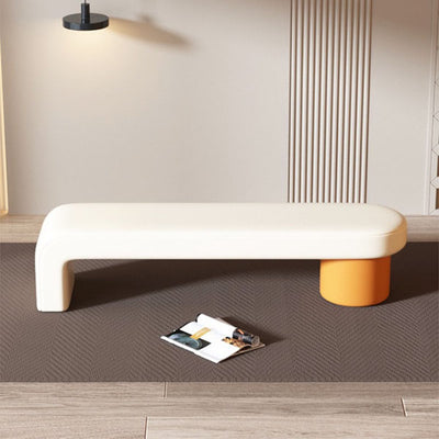 Modern Minimalist Rectangular Nappa Leather Solid Wood Multi-layer Board Sponge Low Stool For Dining Room