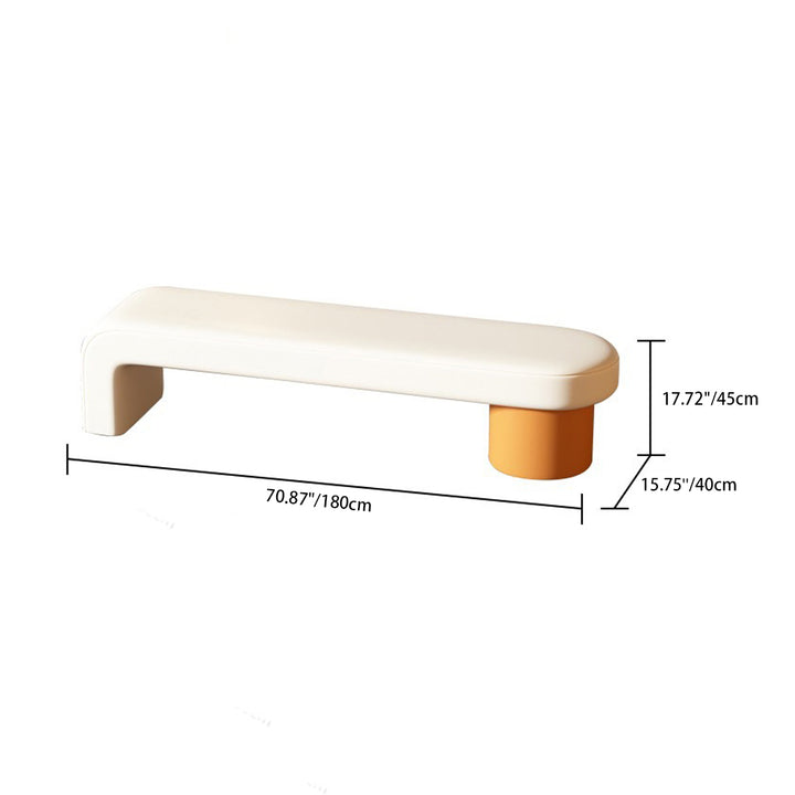 Modern Minimalist Rectangular Faux Leather Pine Wood Sponge Low Stool For Dining Room